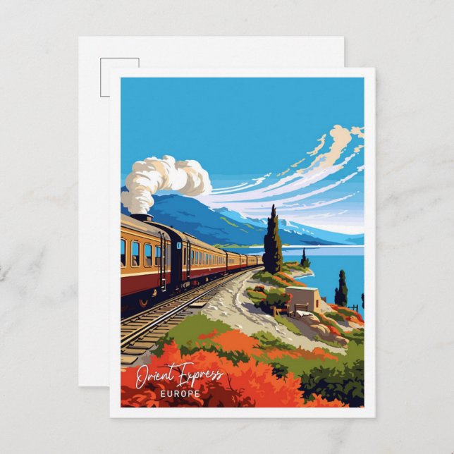 Orient Express Europe Travel Vintage Illustration Postkarte (Vorne/Hinten)