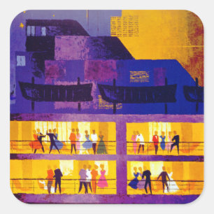 Orient Line ~ Party auf Deck Quadratischer Aufkleber