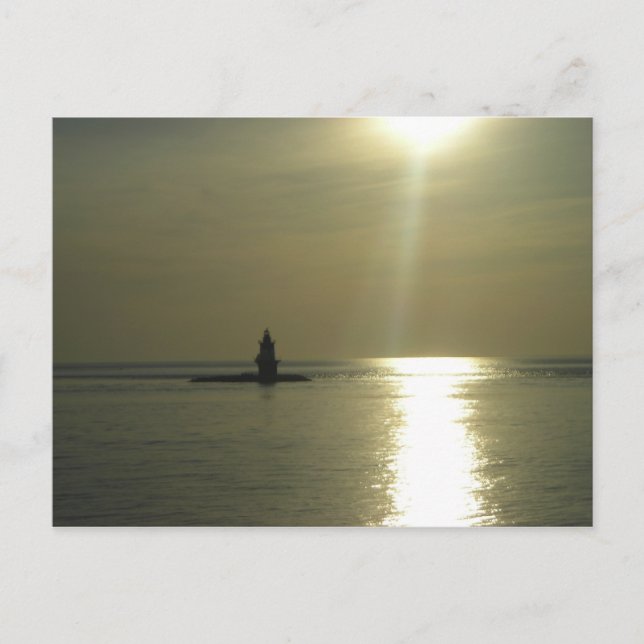 Orient Point Lighthouse Sunset 1 Postkarte (Vorderseite)