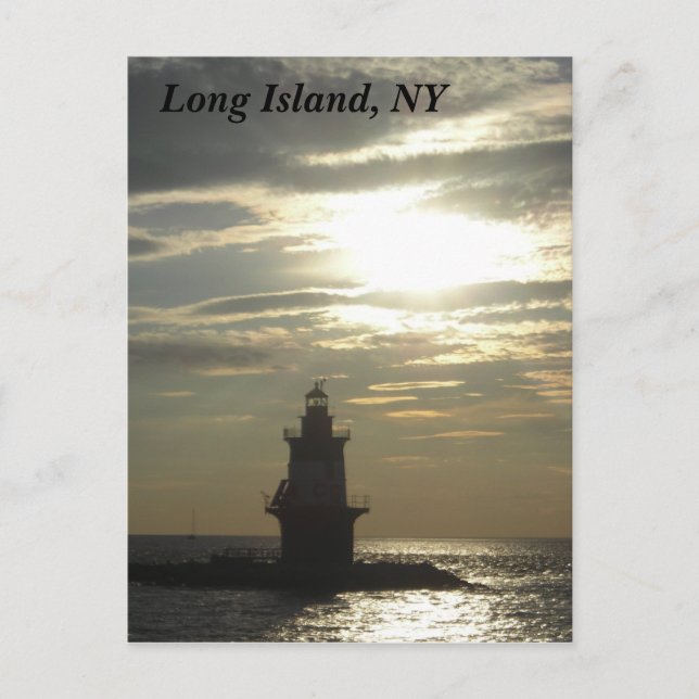 Orient Point Lighthouse Sunset 3 Postkarte (Vorderseite)