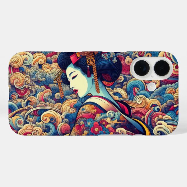 Oriental abstrakt Geisha maiko dynamische Wellen Case-Mate iPhone Hülle (Rückseite (Horizontal))