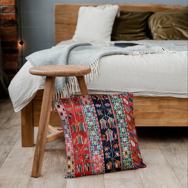 Oriental Anatolian Berry Red Türkisch Kilim Rug Kissen (Von Creator hochgeladen)