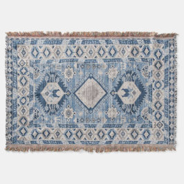 Oriental Antique Blue Kilim Rug Decke