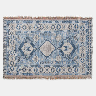 Oriental Antique Blue Kilim Rug Decke