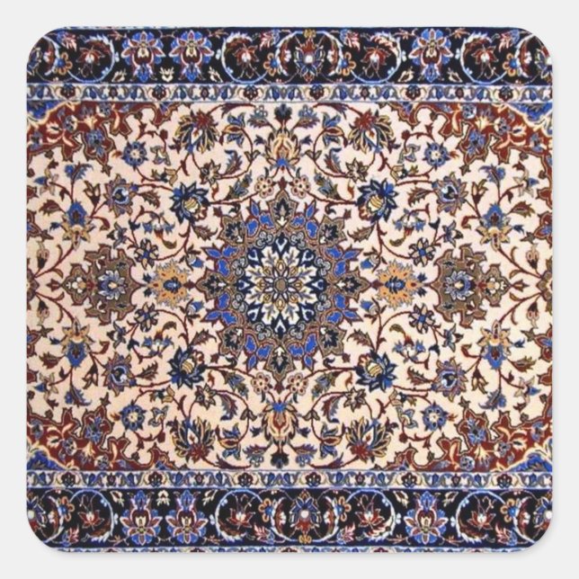 Oriental Antique Persian Türkisch Blue Rug Quadratischer Aufkleber (Vorderseite)