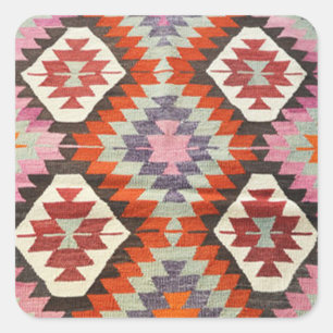 Oriental Antique Persian Türkischer Kilim Teppich Quadratischer Aufkleber