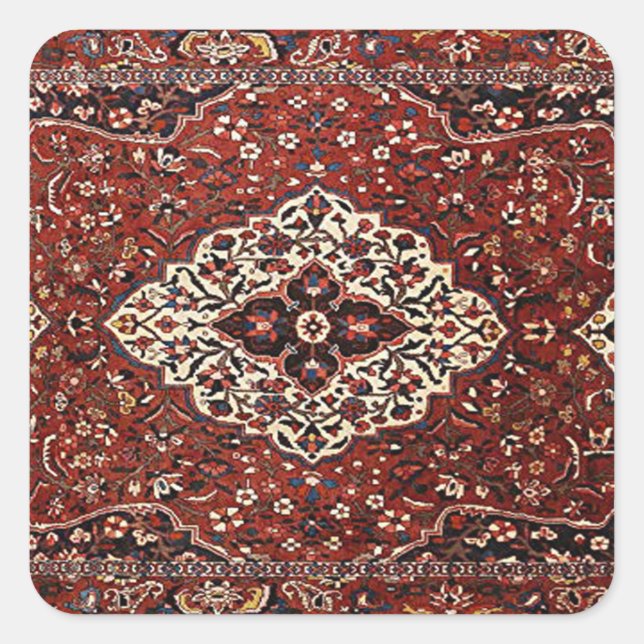Oriental Antique Persian Türkischer Rug Quadratischer Aufkleber (Vorderseite)