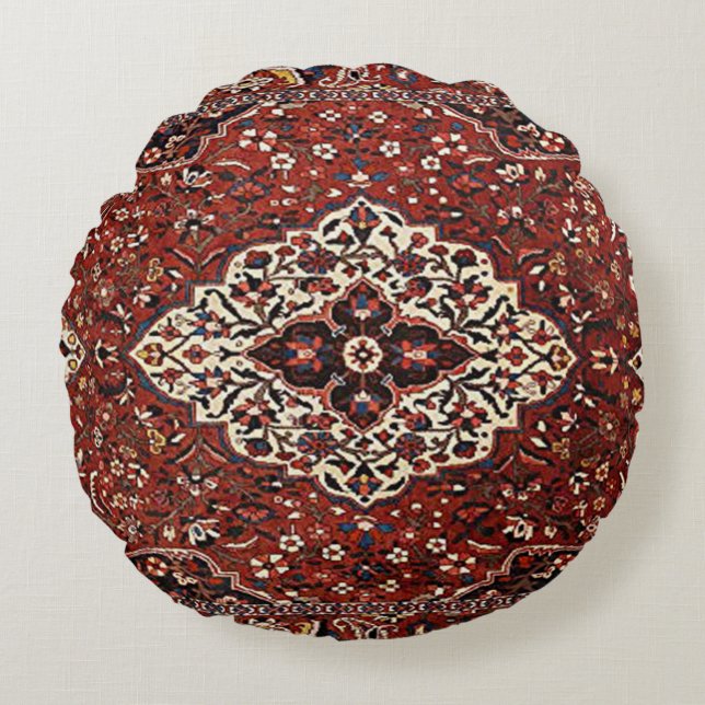 Oriental Antique Persian Türkischer Rug Rundes Kissen (Vorderseite)