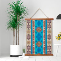 Oriental Aqua Blue Gold Türkische Kilim Wall