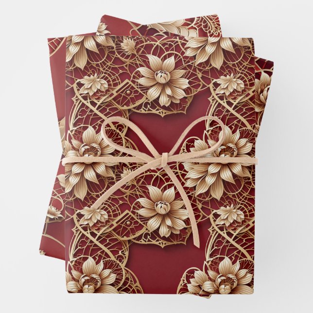 Oriental Art Deco Florals | Chinese New Year Geschenkpapier Set (Beispiel)