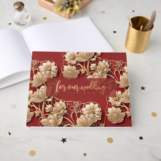 Oriental Art Deco Florals | Custom Foil Wedding Gästebuch