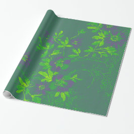Oriental Bamboo Green Lila Emerald Cali Floral Geschenkpapier