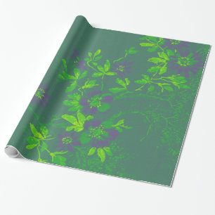 Oriental Bamboo Green Lila Emerald Cali Floral Geschenkpapier