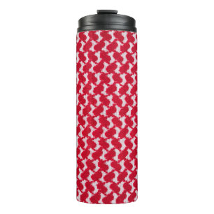 Oriental, Bettwäsche wie Hintergrund. Arabischer Thermosbecher