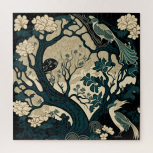 Oriental Bird Art Square Japanisch Puzzle
