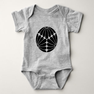 Oriental Black Kiku Chrysanthemen Mon Kamon Kunst Baby Strampler