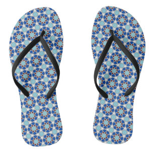 Oriental Blau Weiße Marokkanische Geometrisches Mu Flip Flops