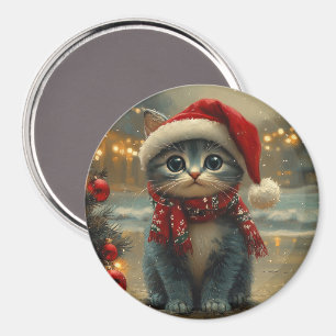 Oriental Blaue Katze Weihnachten Vintage Strand Magnet