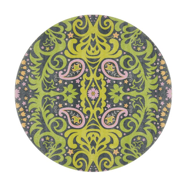 Oriental Bliss: Paisley Floral Pattern Schneidebrett (Vorderseite)