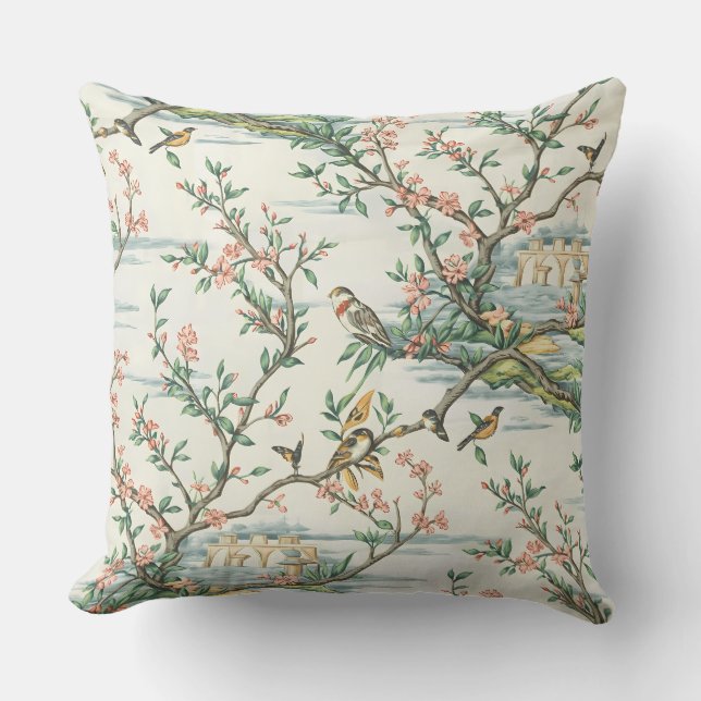 Oriental Blossom Garden Throw Kissen (Vorderseite)