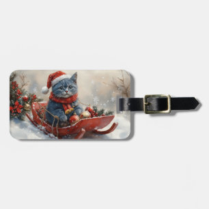 Oriental Blue Cat in Sledge Let it Snow Christmas Gepäckanhänger