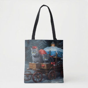 Oriental Blue Cat Snowy Sleigh Weihnachtsdekor