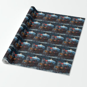 Oriental Blue Cat Snowy Sleigh Weihnachtsdekor Geschenkpapier