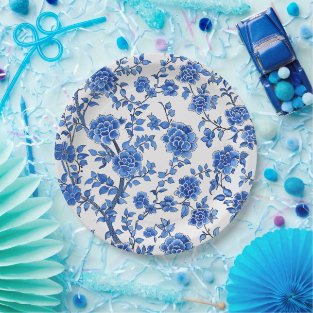 Oriental Blue Chinoiserie Pappteller (Party)
