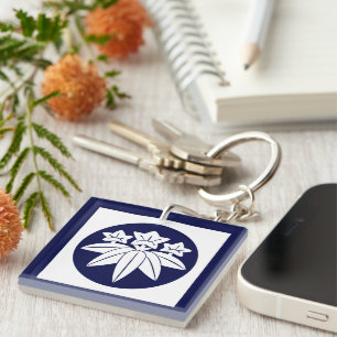 Oriental Blue Kamakura Minamoto Japan Mon Art Schlüsselanhänger