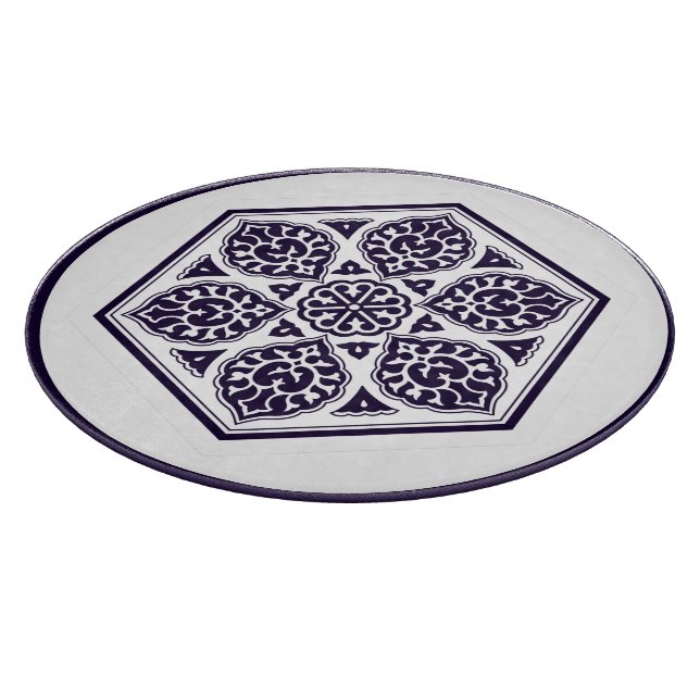 Oriental Blue Turkish Rosette Geometrische Kunst Schneidebrett (Ecke)