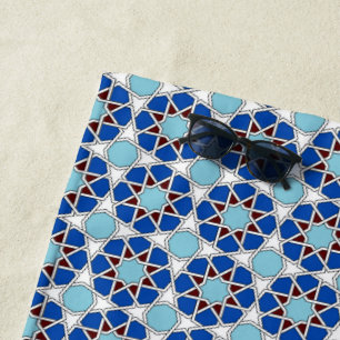 Oriental Blue White Geometric marokkanisches Muste Strandtuch