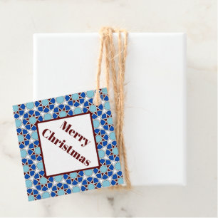 Oriental Blue White marokkanische Geometrie Muster Geschenkanhänger