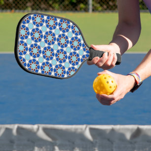 Oriental Blue White marokkanische Geometrie Vector Pickleball Schläger