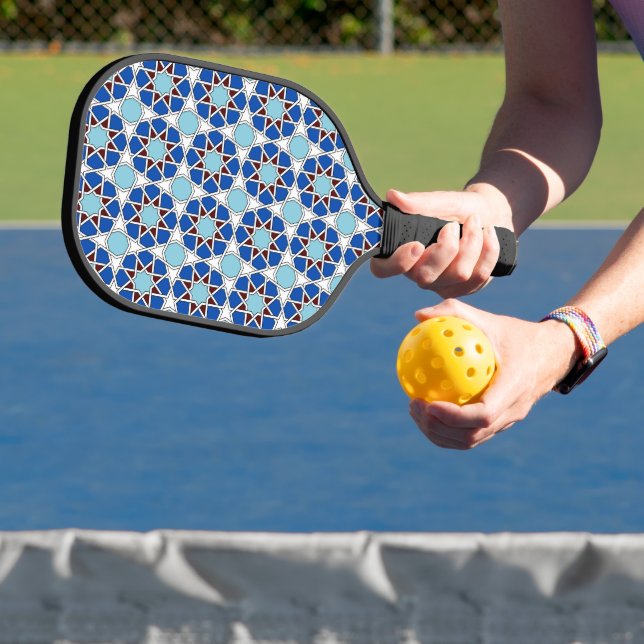 Oriental Blue White marokkanische Geometrie Vector Pickleball Schläger (InSitu)
