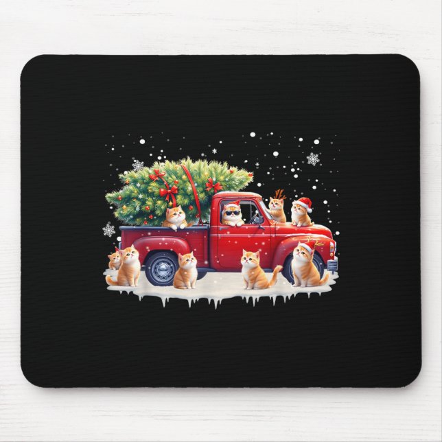 Oriental Cat Red Truck Christmas Tree Santa Ugly X Mousepad (Vorne)