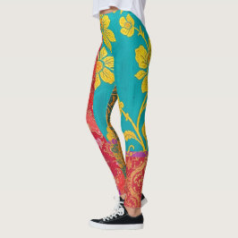 ORIENTAL Colorful Green Red - Leggings