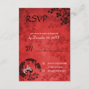 Oriental Cranes Hochzeit RSVP Einladung refwi3