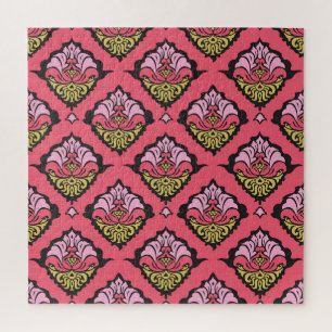 Oriental Damask Floral Nahtloses Tapete Puzzle