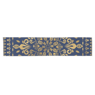 Oriental Damask Ornament - Gold auf dunkelblau #3 Kurzer Tischläufer