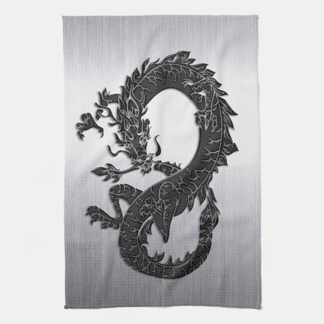 Oriental Dragon Black Handtuch (Vertikal)