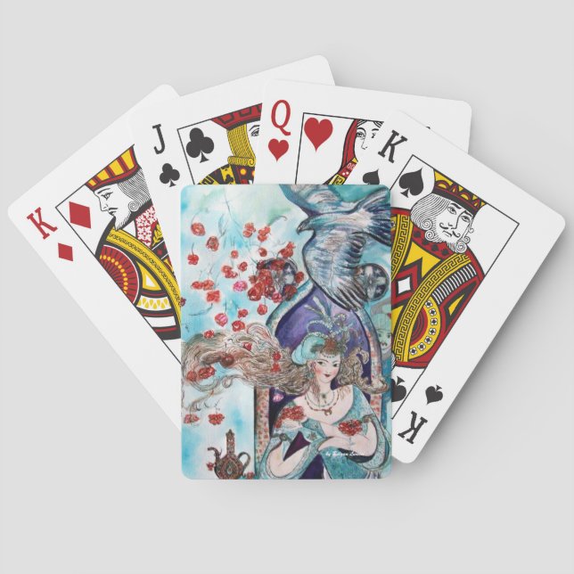 ORIENTAL FAIRTALE , Prinzessin, Rote Rose und Hawk Spielkarten (Rückseite)