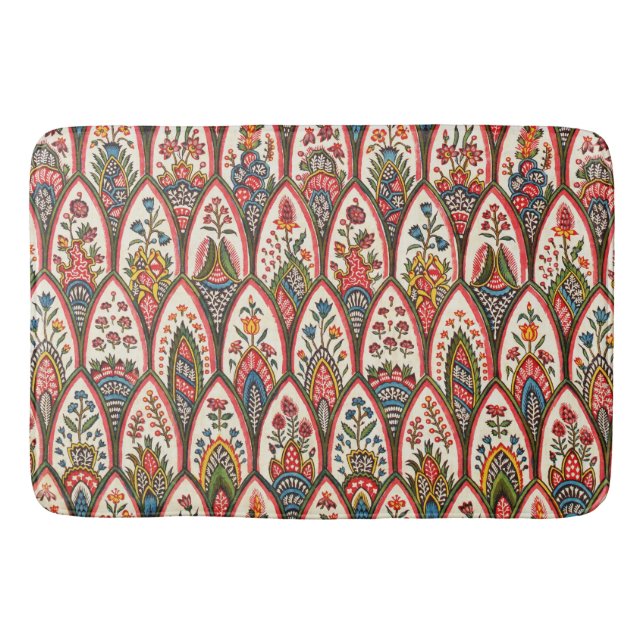 ORIENTAL FLORAL PATTERN Farbige Blume Blätter Badematte (Vorderseite)