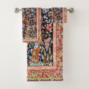 Oriental Floral Persian Tepet Rug Badhandtuch Set