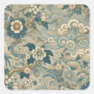 Oriental Garden Pattern Quadratischer Aufkleber