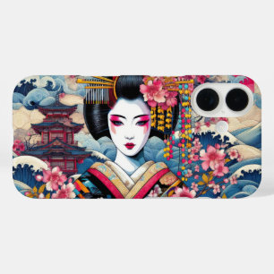 Oriental Geisha Maiko Kanagawa Wellen Tempel iPhone 16 Hülle