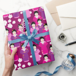 Oriental Geishas in traditionellem Kimono-Kleid Geschenkpapier