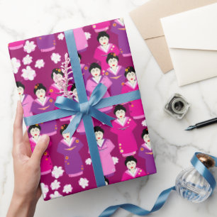 Oriental Geishas in traditionellem Kimono-Kleid Geschenkpapier