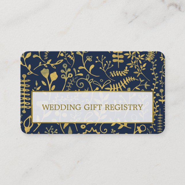 Oriental Gold Boho Gift Registry Card Terminkarte (Vorderseite)