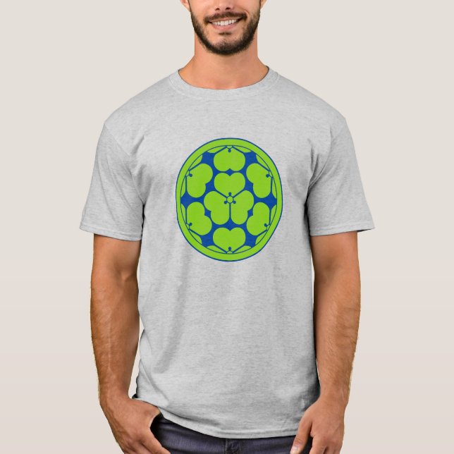 Oriental Green Blue Chosokabe Japan Mon Vector Art T-Shirt (Vorderseite)