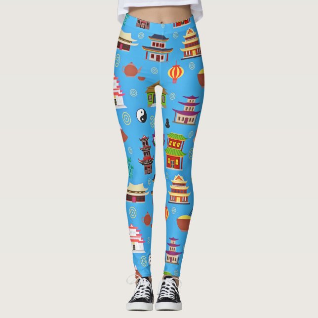 Oriental Houses Muster Leggings (Vorderseite)